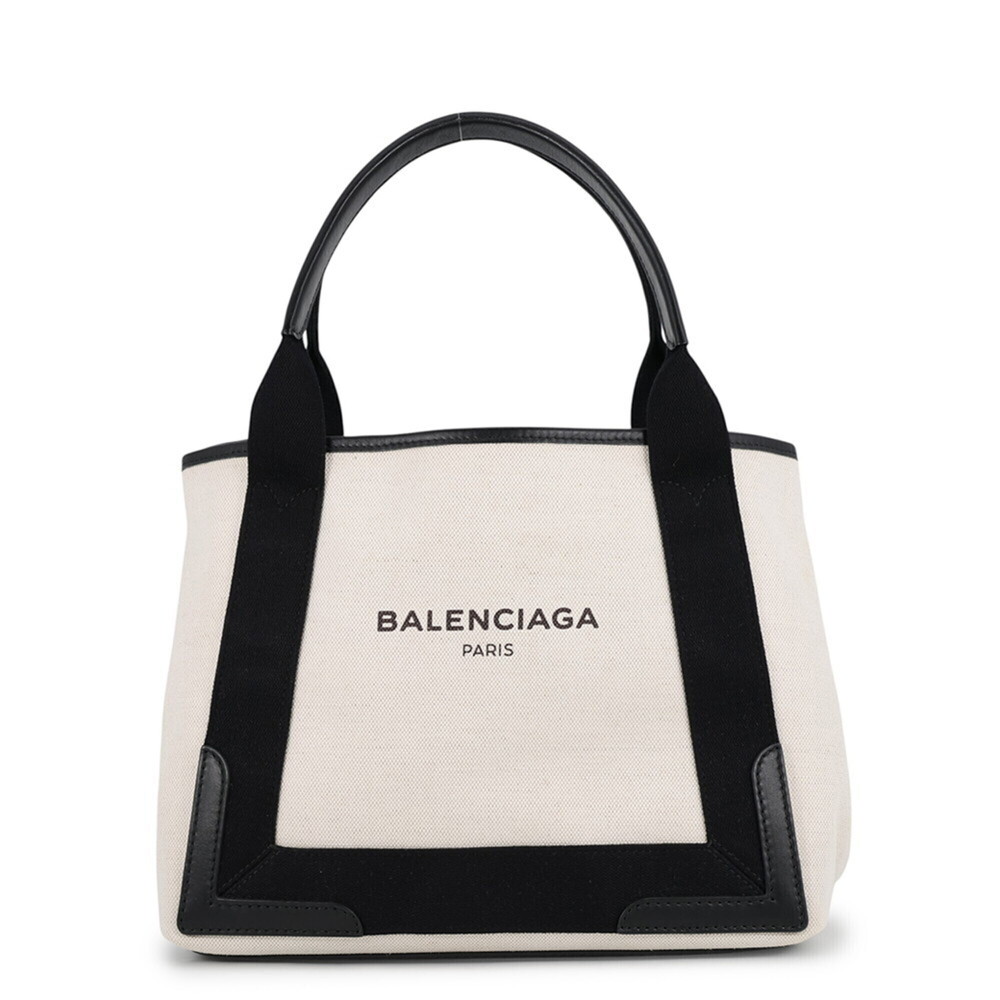 Balenciaga tote bag, navy cabas S, 339933, BALENCIAGA handbag, black and whit...